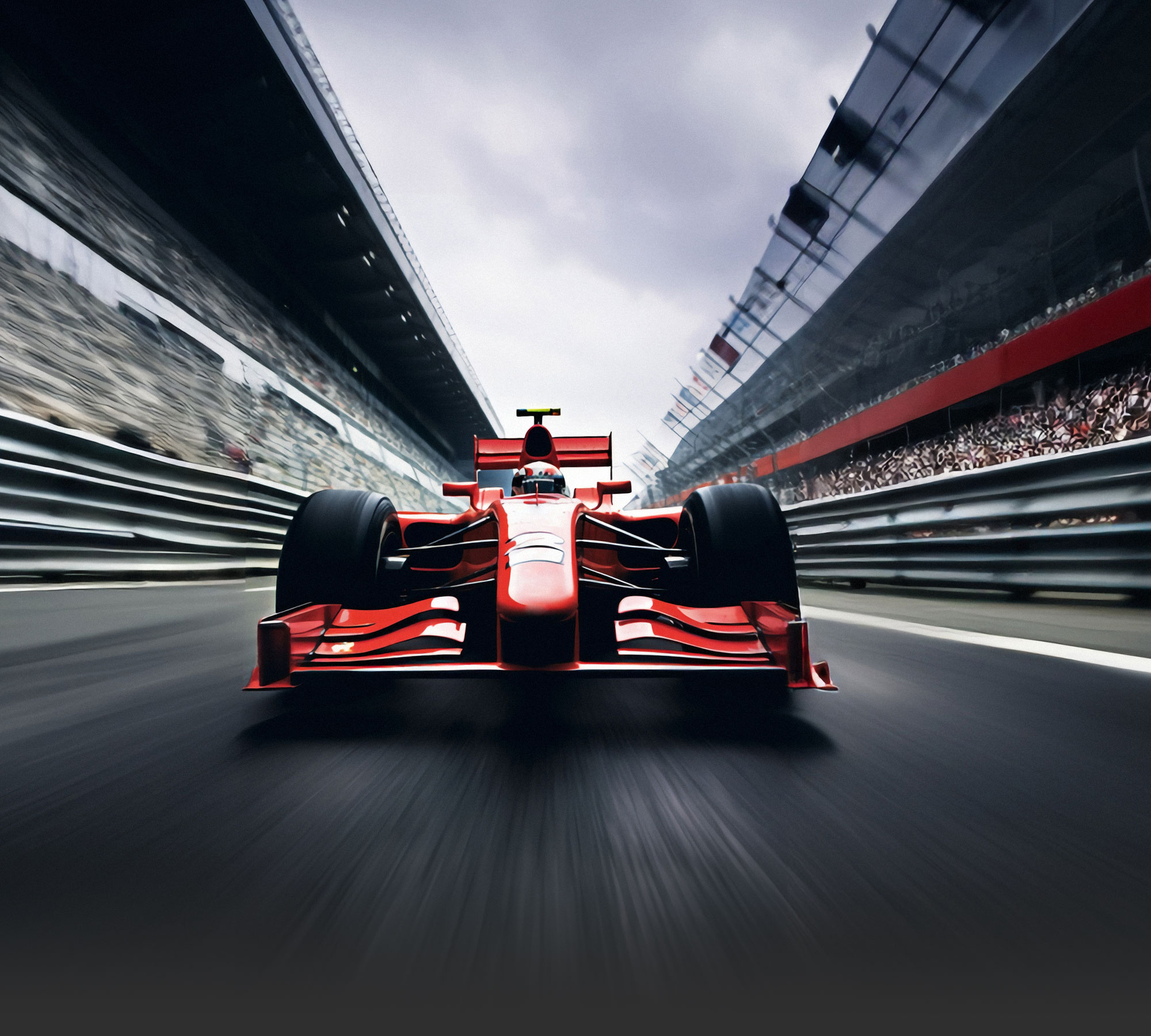 Eventos4 Auto de Fórmula 1 rojo a alta velocidad en un circuito de carreras internacional